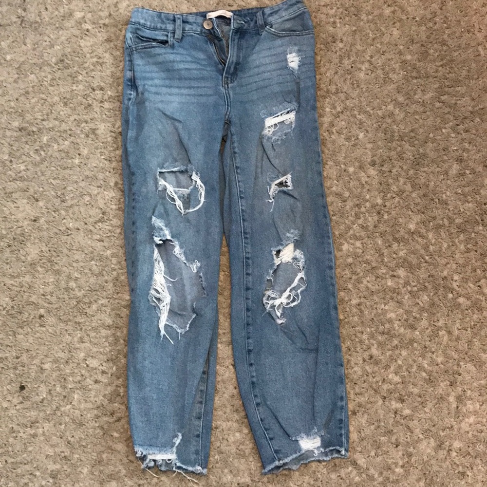 Ripped blue jeans